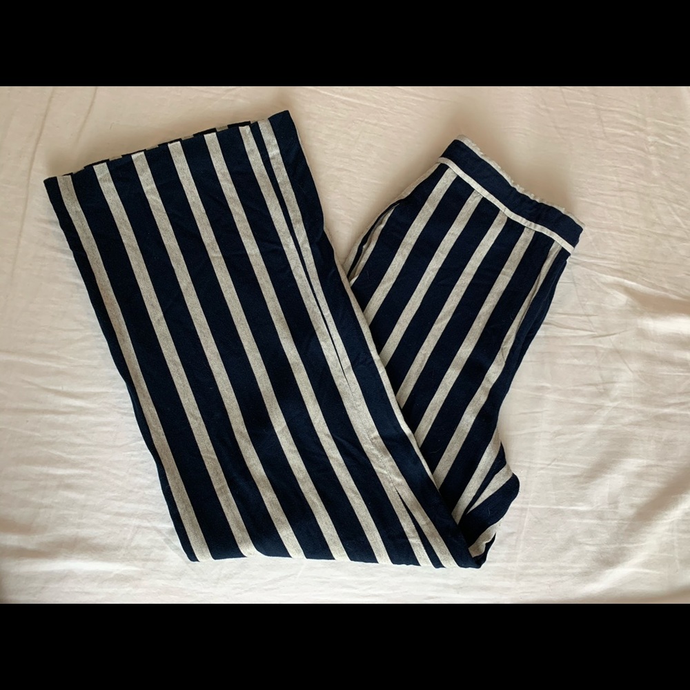 Ann Taylor Navy/Ecru Striped Pants Sz 4